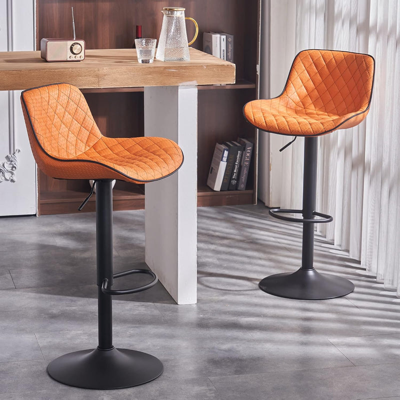 Bar Stools PU Leather Upholstered Barstools with High (Set of 2)