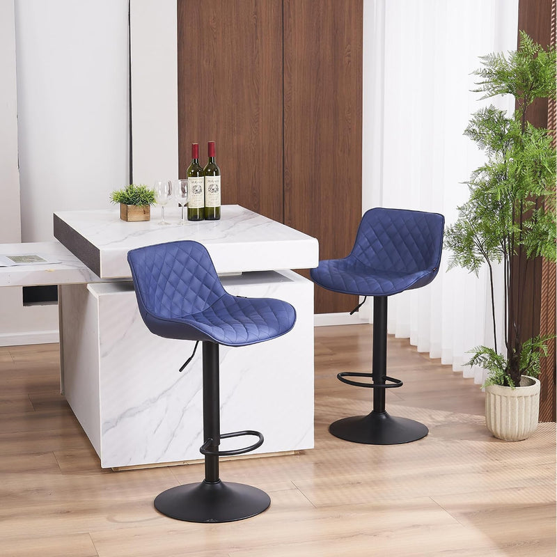 Bar Stools PU Leather Upholstered Barstools with High (Set of 2)