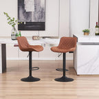 Bar Stools PU Leather Upholstered Barstools with High (Set of 2)
