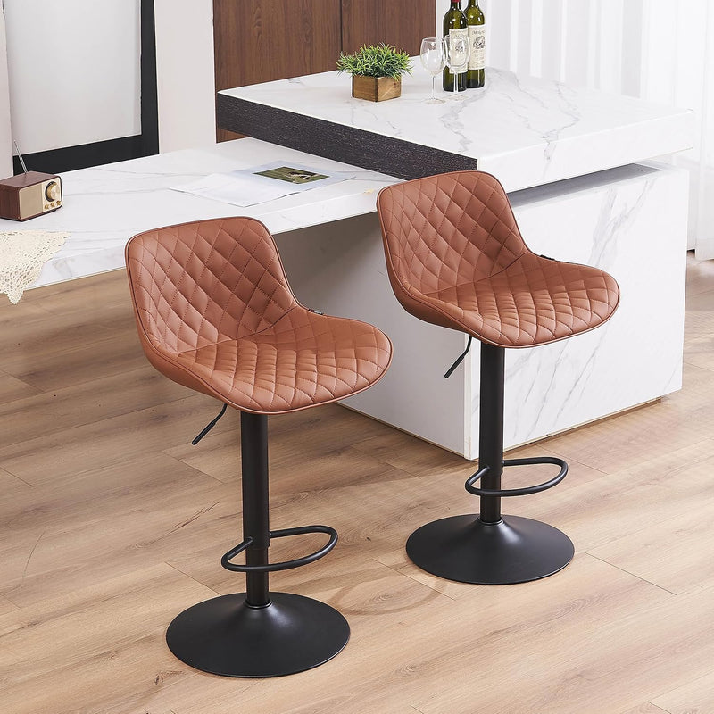 Bar Stools PU Leather Upholstered Barstools with High (Set of 2)