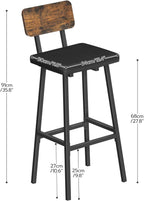 Bar Stools PU Upholstered Breakfast Industrial Barstools (Set of 2)