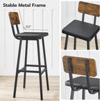 Bar Stools PU Upholstered Breakfast Industrial Barstools (Set of 2)