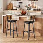 Bar Stools PU Upholstered Breakfast Industrial Barstools (Set of 2)