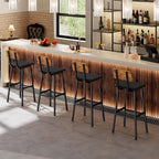 Bar Stools PU Upholstered Breakfast Industrial Barstools (Set of 2)