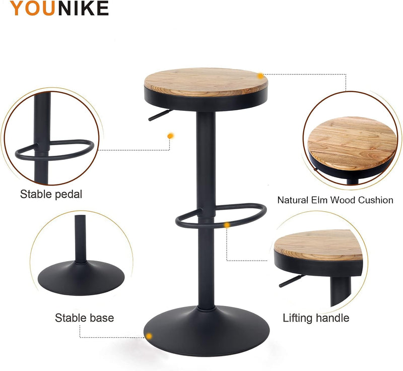 Bar Stools Solid Wood Counter Height Barstools Vintage (Set of 2)