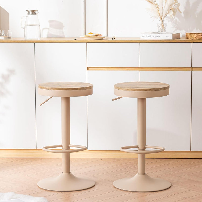 Bar Stools Solid Wood Counter Height Barstools Vintage (Set of 2)