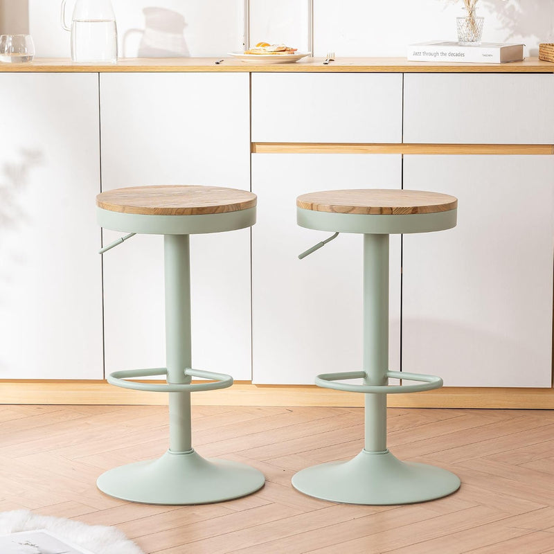 Bar Stools Solid Wood Counter Height Barstools Vintage (Set of 2)