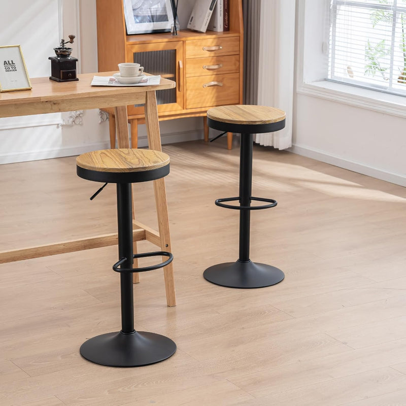 Bar Stools Solid Wood Counter Height Barstools Vintage (Set of 2)