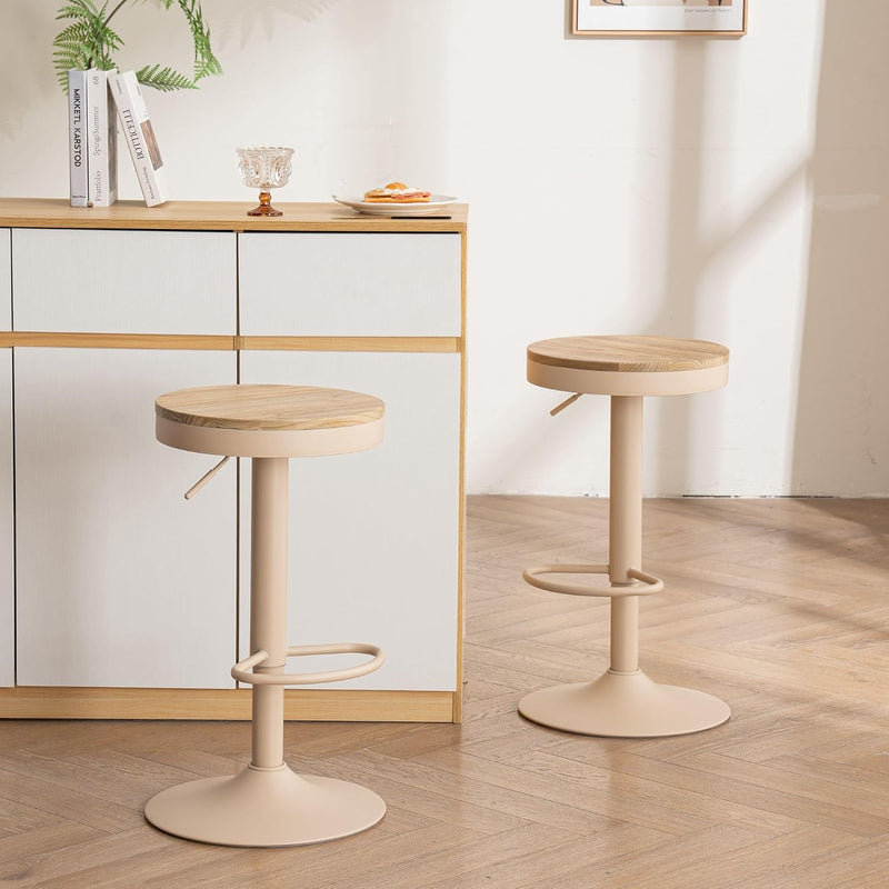 Bar Stools Solid Wood Counter Height Barstools Vintage (Set of 2)