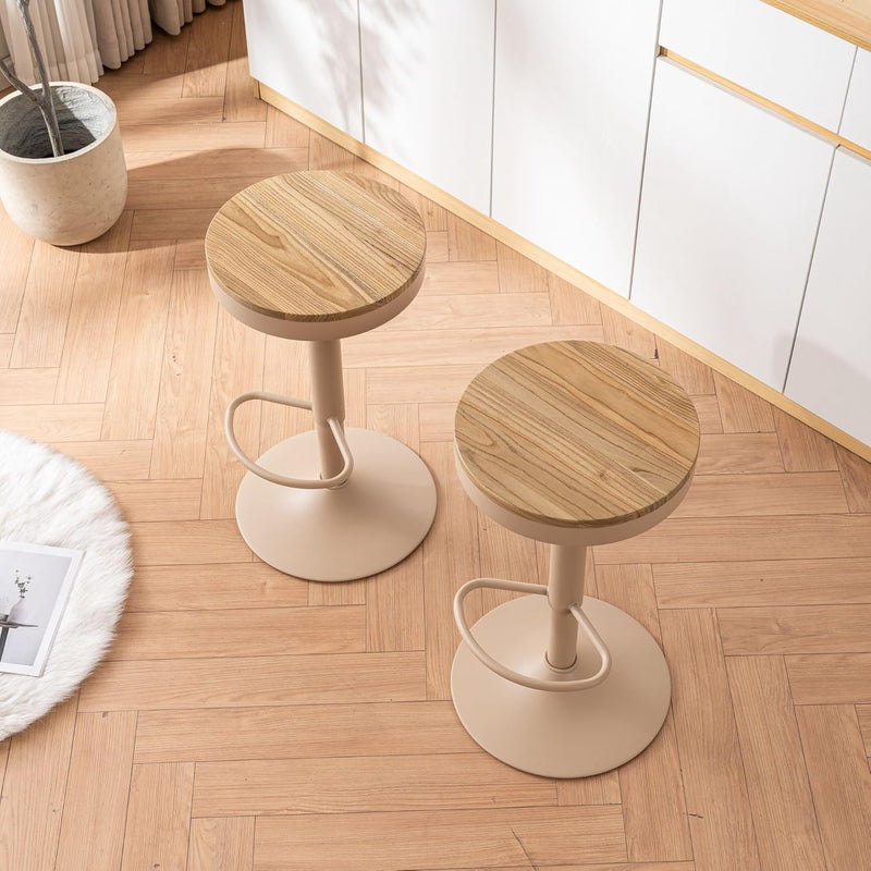 Bar Stools Solid Wood Counter Height Barstools Vintage (Set of 2)