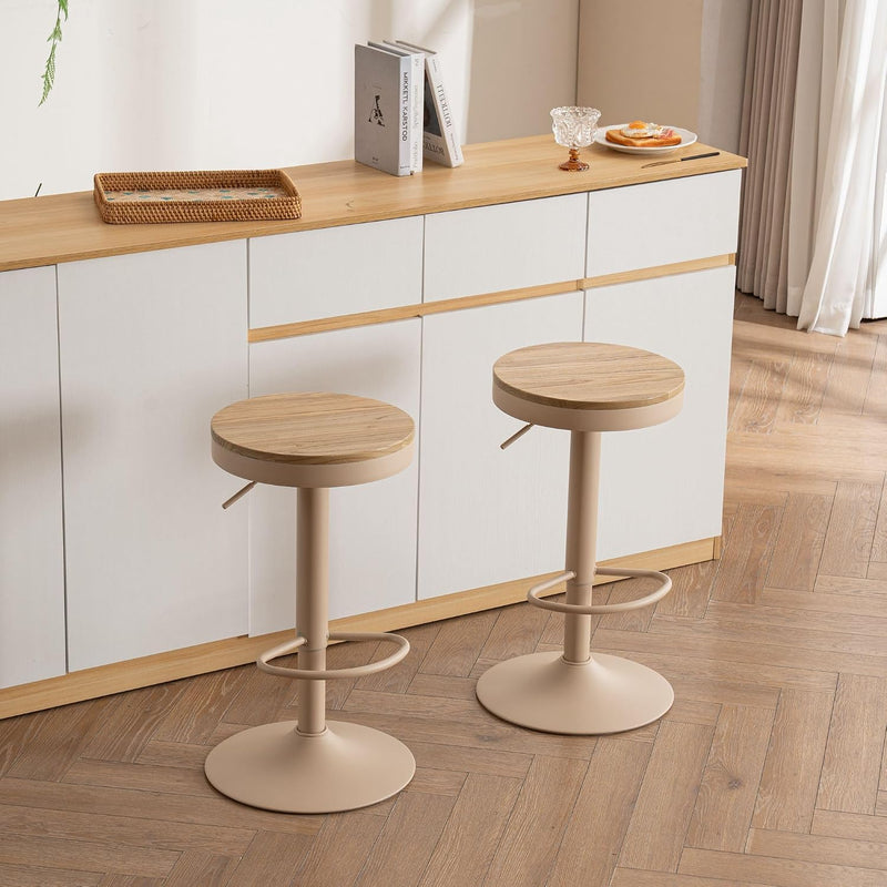 Bar Stools Solid Wood Counter Height Barstools Vintage (Set of 2)