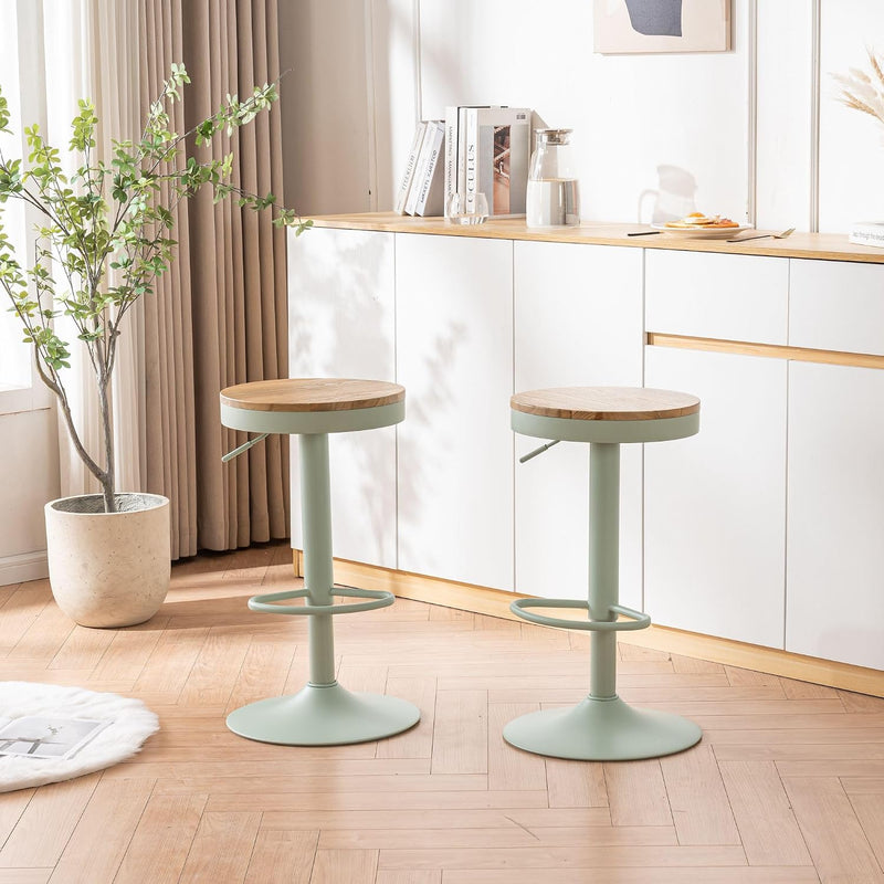 Bar Stools Solid Wood Counter Height Barstools Vintage (Set of 2)