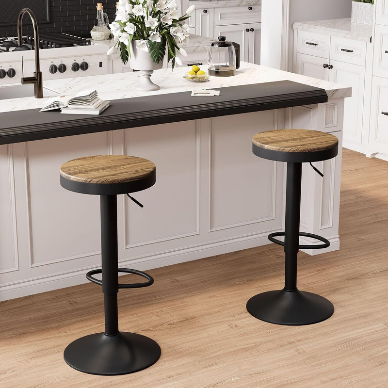 Bar Stools Solid Wood Counter Height Barstools Vintage (Set of 2)