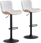 Bar Stools Swivel Adjustable Faux Leather Padded Barstools (Set of 2)