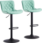 Bar Stools Swivel Adjustable Faux Leather Padded Barstools (Set of 2)