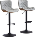 Bar Stools Swivel Adjustable Faux Leather Padded Barstools (Set of 2)