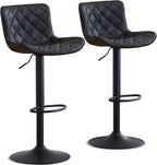 Bar Stools Swivel Adjustable Faux Leather Padded Barstools (Set of 2)