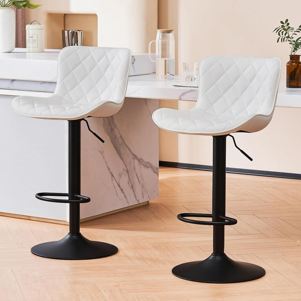 Bar Stools Swivel Adjustable Faux Leather Padded Barstools (Set of 2)