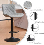Bar Stools Swivel Adjustable Faux Leather Padded Barstools (Set of 2)
