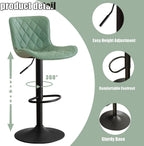 Bar Stools Swivel Adjustable Faux Leather Padded Barstools (Set of 2)