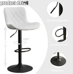 Bar Stools Swivel Adjustable Faux Leather Padded Barstools (Set of 2)