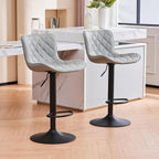 Bar Stools Swivel Adjustable Faux Leather Padded Barstools (Set of 2)