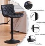 Bar Stools Swivel Adjustable Faux Leather Padded Barstools (Set of 2)