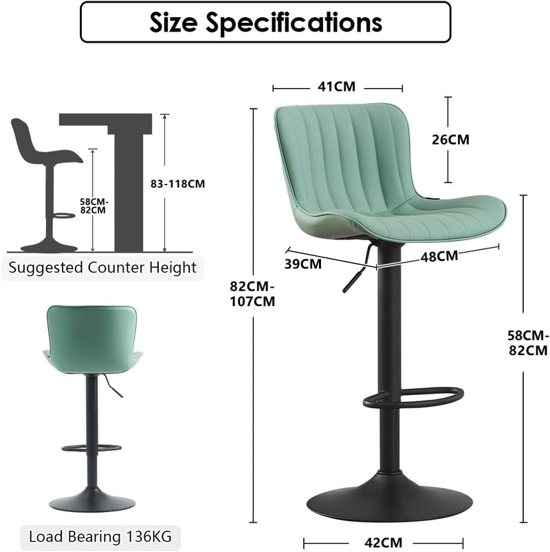 Bar Stools Modern Breakfast Camel PU Leather Kichen (Set of 2)