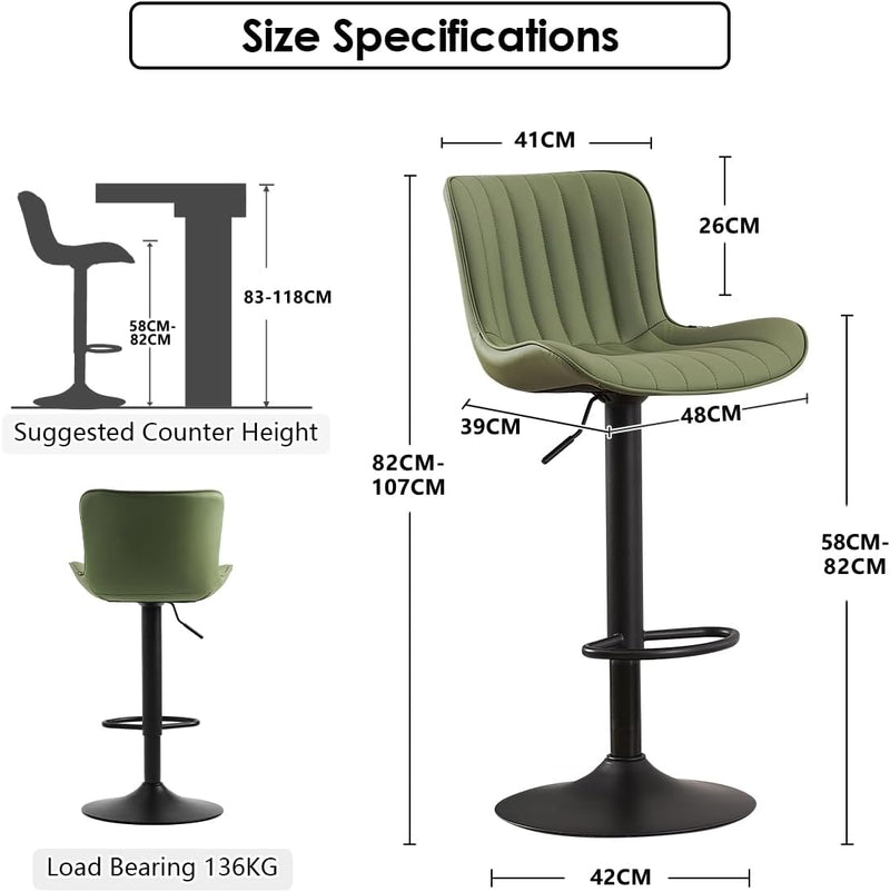 Bar Stools Modern Breakfast Camel PU Leather Kichen (Set of 2)
