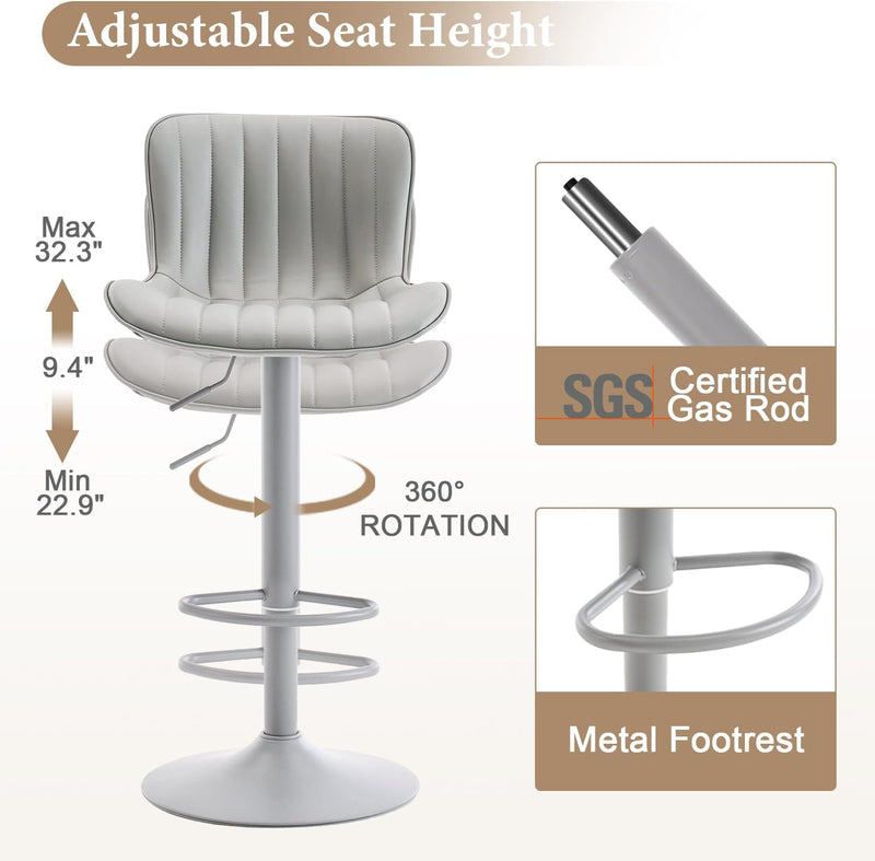 Bar Stools Modern Breakfast Camel PU Leather Kichen (Set of 2)