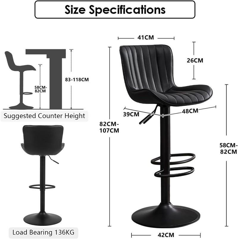 Bar Stools Modern Breakfast Camel PU Leather Kichen (Set of 2)