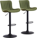 Bar Stools Swivel Barstools Faux Leather Adjustable Soft (Set of 2)