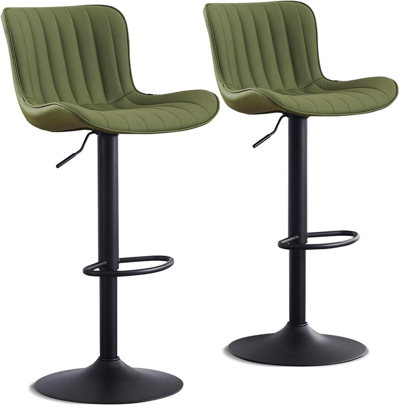 Bar Stools Modern Breakfast Camel PU Leather Kichen (Set of 2)