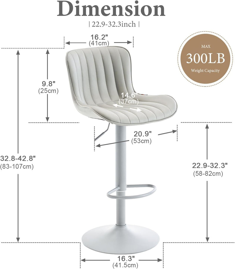 Bar Stools Modern Breakfast Camel PU Leather Kichen (Set of 2)