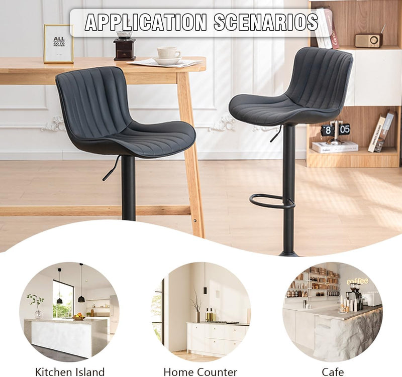 Bar Stools Modern Breakfast Camel PU Leather Kichen (Set of 2)