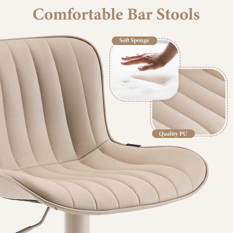Bar Stools Modern Breakfast Camel PU Leather Kichen (Set of 2)