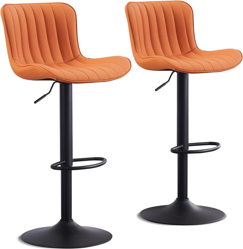 Bar Stools Modern Breakfast Camel PU Leather Kichen (Set of 2)