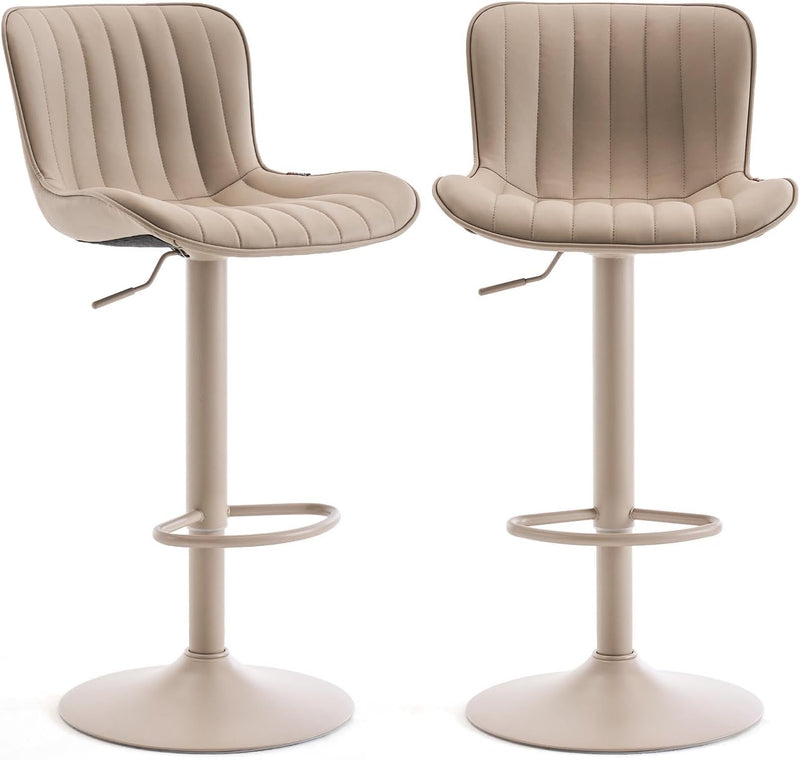 Bar Stools Modern Breakfast Camel PU Leather Kichen (Set of 2)