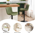 Bar Stools Swivel Barstools Faux Leather Adjustable Soft (Set of 2)