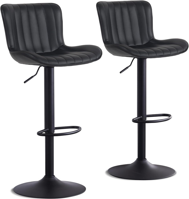 Bar Stools Modern Breakfast Camel PU Leather Kichen (Set of 2)