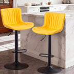 Bar Stools Swivel Barstools Faux Leather Adjustable Soft (Set of 2)