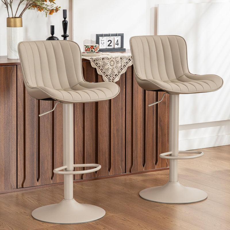 Bar Stools Modern Breakfast Camel PU Leather Kichen (Set of 2)