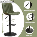 Bar Stools Swivel Barstools Faux Leather Adjustable Soft (Set of 2)