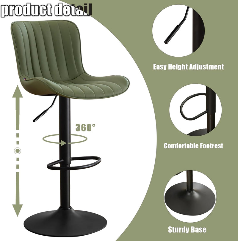 Bar Stools Modern Breakfast Camel PU Leather Kichen (Set of 2)