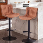 Bar Stools Swivel Barstools Faux Leather Adjustable Soft (Set of 2)
