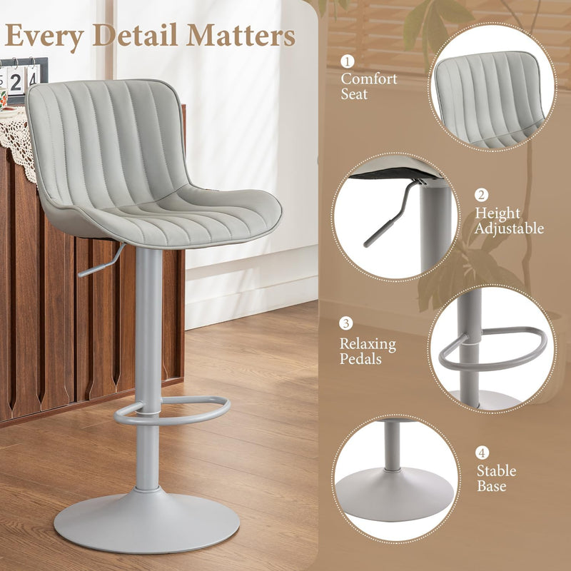 Bar Stools Modern Breakfast Camel PU Leather Kichen (Set of 2)