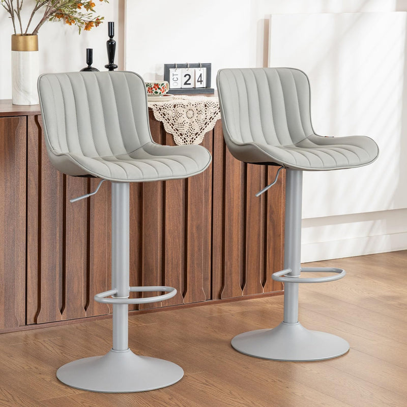 Bar Stools Modern Breakfast Camel PU Leather Kichen (Set of 2)