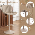 Bar Stools Swivel Barstools Faux Leather Adjustable Soft (Set of 2)