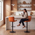 Bar Stools Swivel Barstools Faux Leather Adjustable Soft (Set of 2)