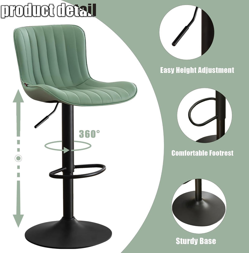 Bar Stools Modern Breakfast Camel PU Leather Kichen (Set of 2)